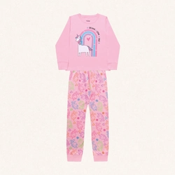 Conjunto Pijama Manga Longa Unicórnio Fakini - Feminino