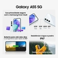 Celular Samsung Galaxy A55, 5G, 128GB, 8GB RAM, Câmera Tripla 50mp, Tela 6.6”, Azul Claro