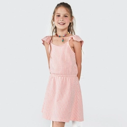 Vestido Listrado com Alça Babado Hering - Feminino