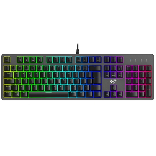 Teclado Gamer Mecânico Havit RGB USB - HV-KB492L Blue