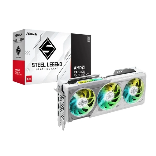 Placa de Vídeo 16GB RX9070XT Steel Legend Branca - 90-GA5DZZ-00UANF