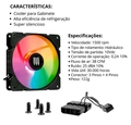 Cooler Fan Gabinete 120mm x 25mm 1500 rpm hidraulico 3 + 4 Pinos Led RGB G-vr339 - Revenger