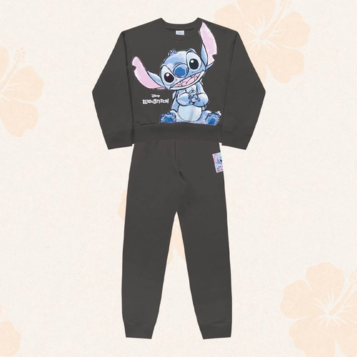 Conjunto Moletom Blusa e Calça Peluciado Lilo e Stitch Fakini - Feminino