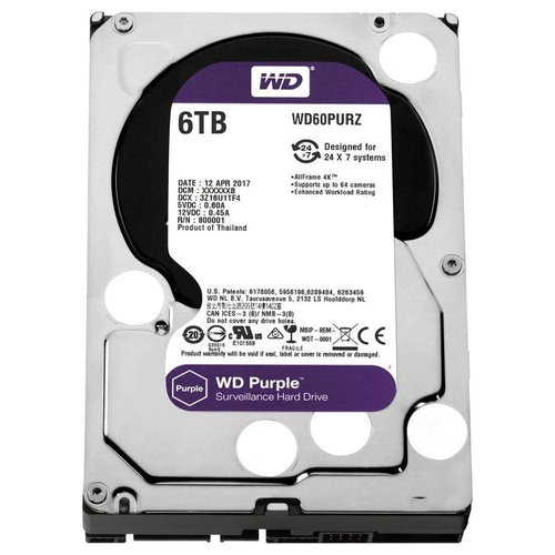 HD 6TB Western Digital Purple Sata III 64MB 5400RPM - WD60PURZ