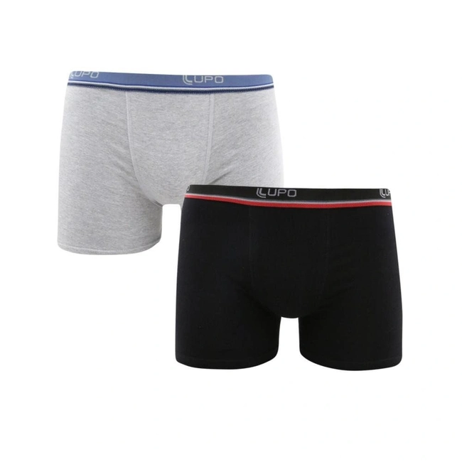 Cueca Lupo Boxer- Kit 2 Peças (Preto/Cinza)