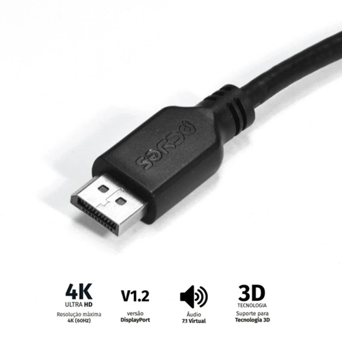 Cabo Displayport Macho Para Displayport Macho 2 Metros Pcyes - Pdpm-2