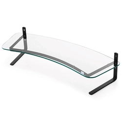 Suporte Para 02 Monitores Reliza Executive Preto Com Vidro Incolor