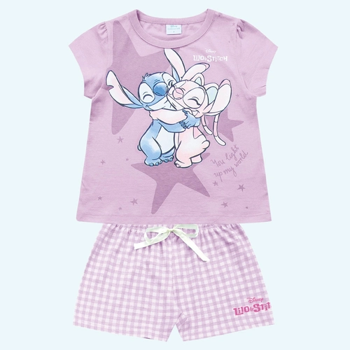 Conjunto Blusa e Shorts de Pijama Lilo e Stitch Fakini Feminino
