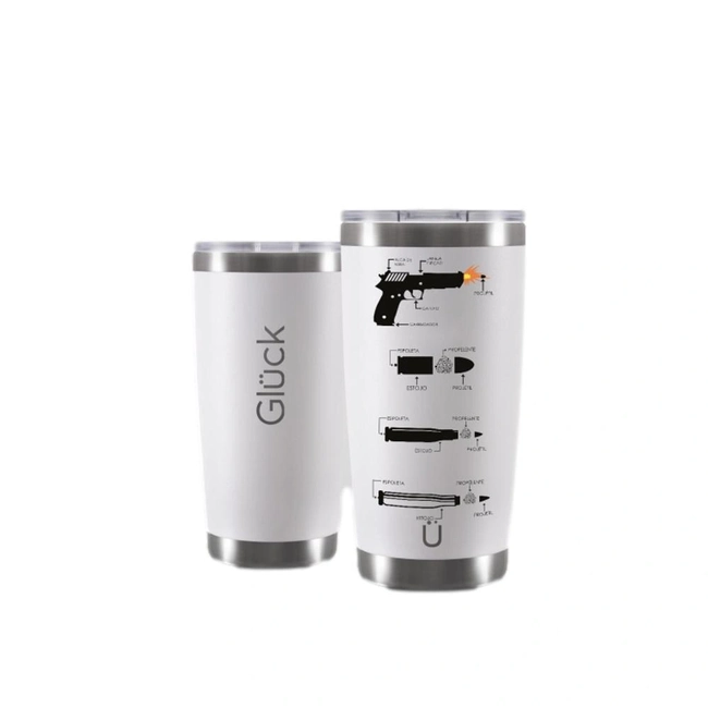 Copo Sleeck 473ml Pistola e Munição Discriminada - Branco (Glück)
