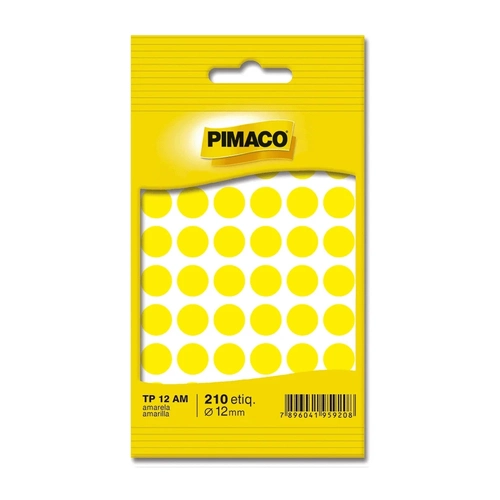 Etiqueta Adesiva TP-12 12mm Amarelo - Pimaco