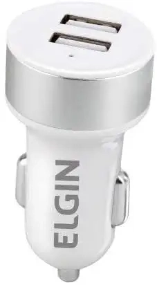 CARREGADOR VEICULAR 2 SAIDAS USB 10V BRANCO ELGIN