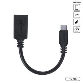 Adaptador Otg Tipo c para Usb a 3.0 para Celular Smartphone 15 Cm Preto - P3amup-15