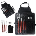 Kit Churrasco Completo 7 Peças Avental Espátula Pegador Luva Saleiro Garfo Aço Inox Grillrelax