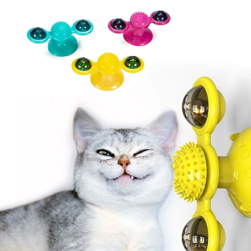 Brinquedo Giratório Interativo Rosa para Gatos com Bolinha Pet - Rosa