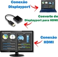 Conversor Displayport para HDMI, Conversor Ultra HD 1080p, Entrada Macho, Saída HDMI Fêmea - AT-DP-HD