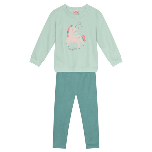 Conjunto Blusão e Calça Moletom Unicornio Magical Verde Brandili - Feminino