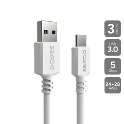 Cabo Usb a 3.0 Macho P/ Usb Tipo-c - Branco - 3 Metros Pcyes - Pucap3-3b