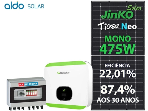 Gerador De Energia Solar Growatt Rosca Dupla Madeira Romagnole Growatt Gf 4,275kwp Jinko Tiger Neo Mono 475w Min 5kw 2mppt Mono 220v
