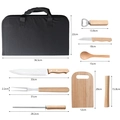 Kit Churrasco 9 Peças Aço Inox e Estojo Garfo Faca Amolador Tábua Resistente Grillrelax