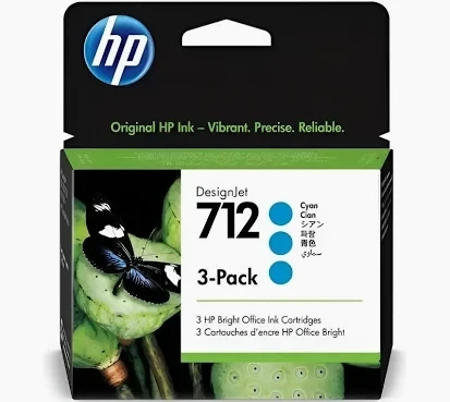 Cartucho De Tinta Hp 712 Ciano Pluk 29ml 3 Unidades - 3ed77a