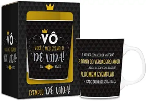 Caneca de Porcelana Premium Vô 280 ml - BRASFOOT