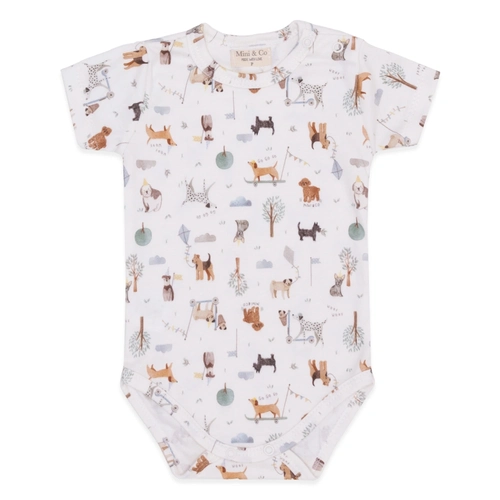 Body Manga Curta Avulso Suedine Masculino – Cachorrinho no Parque