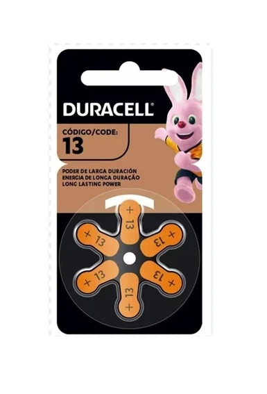 Bateria Auditiva 13 - Duracell  1,45V. cartela com 6 unidades.
