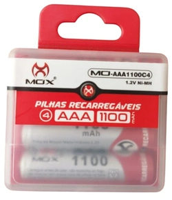Pilha Recarregável AAA Mox 1000mah ( palito ) com 4 unidades.