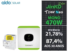 Gerador De Energia Solar Growatt Zero Grid Metalica Perfil 55cm Romagnole Growatt Gf 2,35kwp Jinko Tiger Neo Mono 470w Mic 2kw 1mppt Mono 220v