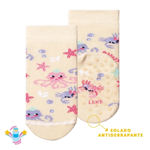 Meia Bebê Estampada com Antiderrapante Leke - Feminina