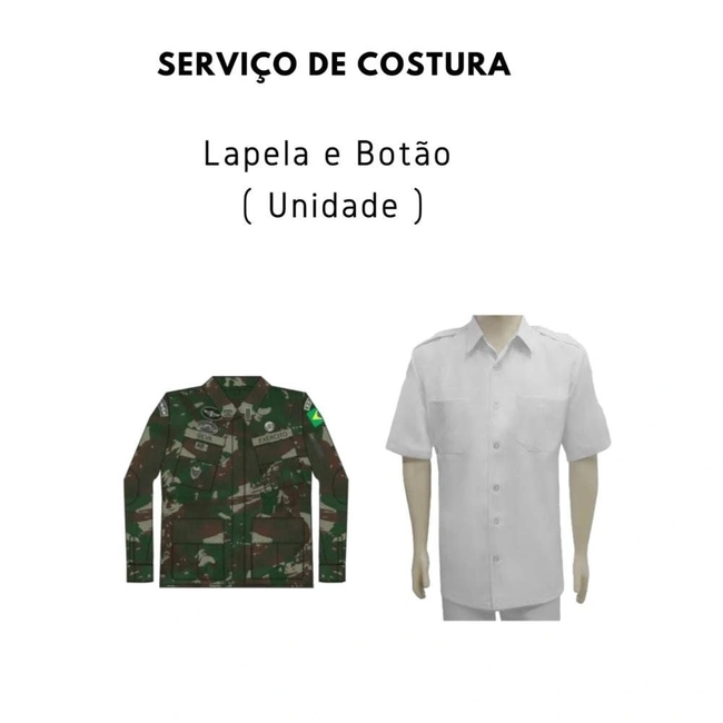 Serviço de Costura/ Aplicação Lapela Camuflada DA LOJA + Botão (Unidade)