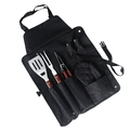 Kit Churrasco Completo 7 Peças Avental Espátula Pegador Luva Saleiro Garfo Aço Inox Grillrelax