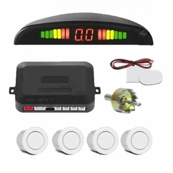 Sensor De Estacionamento Ré 4 Sensores Display Led Sinal Sonoro Knup Kp-s100 Branco