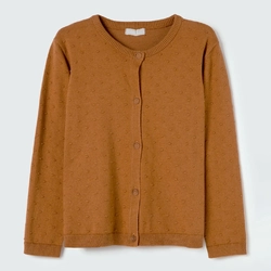 Cardigan Manga Longa Tricot Caramelo Hering - Feminino