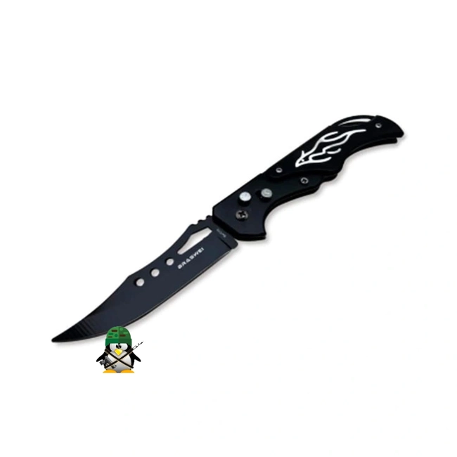 Canivete Tático Pequeno Cabo Imagem Prateada  Automático (BW7019)