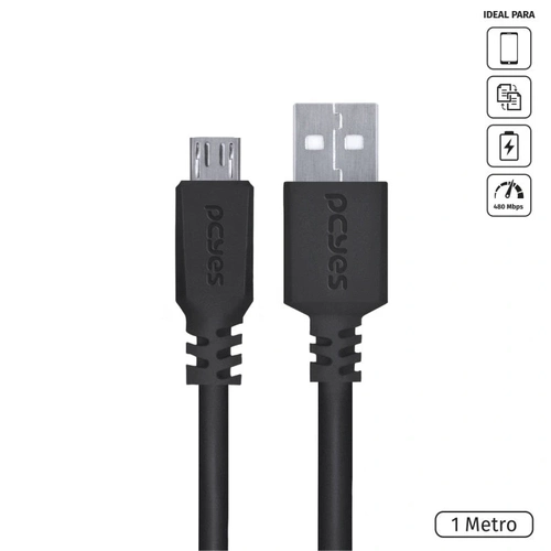 Cabo Micro USB Para Usb-a2.0 Pcyes 1 Metro Preto - Pmuap-1