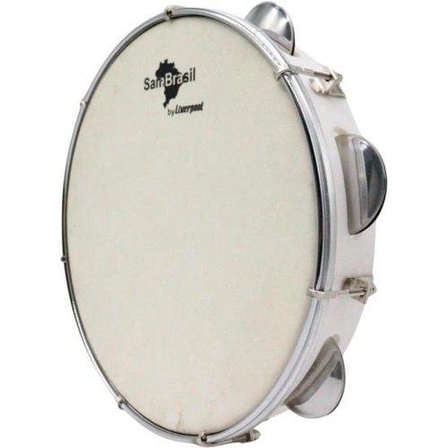 Pandeiro 10” Premium Pele Branca Sambrasil Liverpool Branco