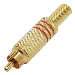 Plug Especial Rca Dourado Vermelho Com Mola 6,00 Mm
