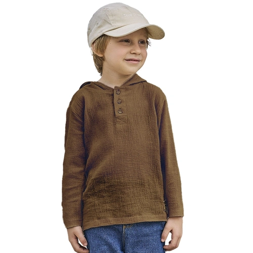 Camiseta Manga Longa com Capuz Tecido Gaze Perceft Boys - Masculina