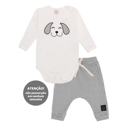 Conjunto Body Manga Longa Bordado e Calça Suedine Masculino – Fazendinha