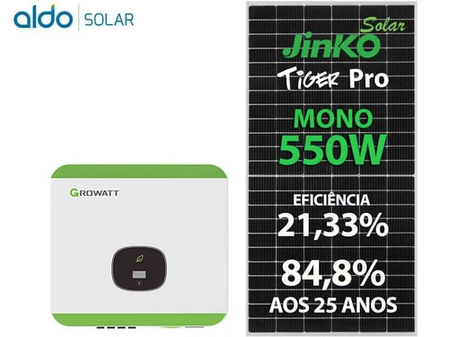 Gerador De Energia Solar Growatt Sem Estrutura Growatt Gf 8,8kwp Jinko Tiger Pro Mono 550w Min 10kw 3mppt Mono 220v