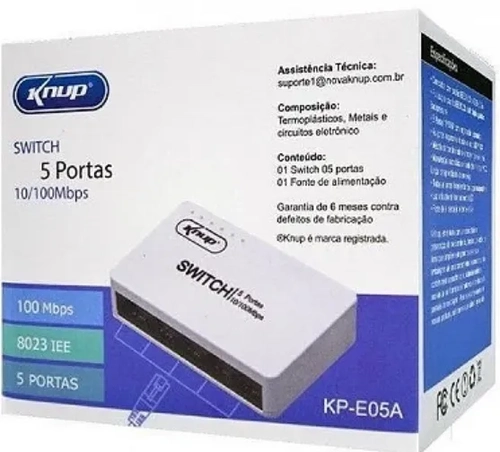 Switch 5 portas  para RJ45 10/100mbps KP-E05A KNUP
