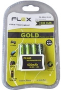 Pilha Recarregável AAA Flex 630mah (palito) com 4 unidades.