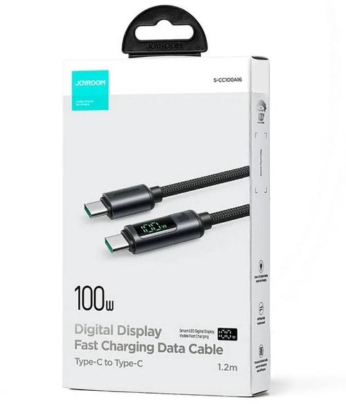 Cabo Carregador Joyroom 100w Turbo Mostrador Led Usb Tipo C