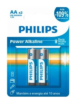 Pilha AA Philips c/2 unidades. Alcalina