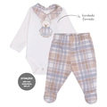 Conjunto Body Manga Longa Gola e Mijão Xadrez Suedine Masculino - Brinquedos Masculinos