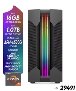 Computador Gamer, NTC, Vulcano, AMD Ryzen 5 5600GT, com 6 Núcleos, e 12 Threads, de 3.6Ghz a 4.6Ghz