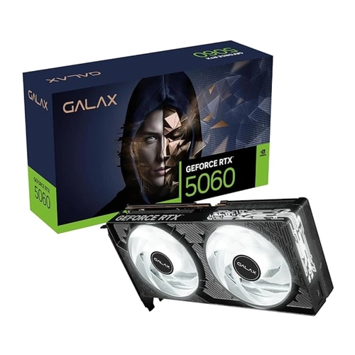 Placa de Vídeo Galax GeForce RTX 5060 Black GF 1-Click OC Teclab Lite, 8GB GDDR7, 128 Bits, Dual Fan, Preto - 56NSN8MDDX