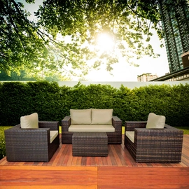 Jogo de Sofá Namoradeira Mesa Centro Fibra Sintética Alumínio Epóxi Dourados