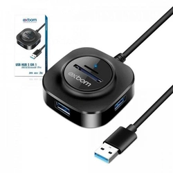 Hub Usb 3 Exbom Portas Usb 3.0 + 2 Portas Cartão Sd - Uh-r33